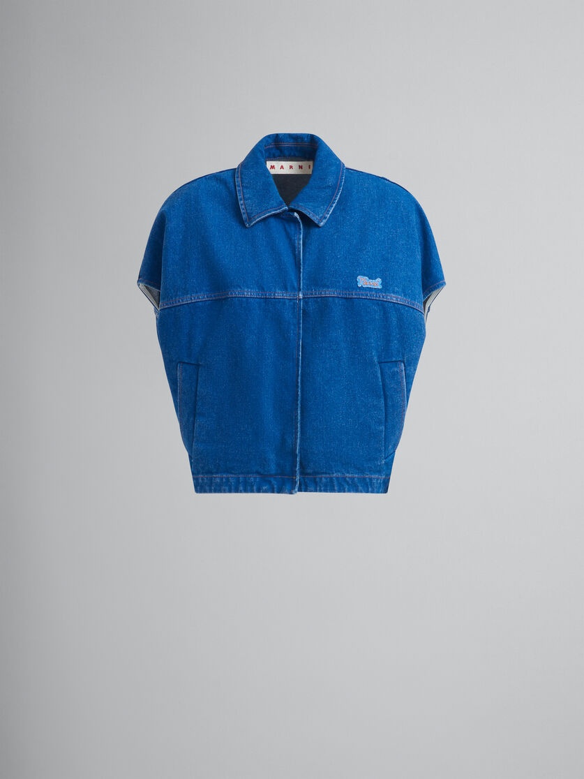 BLUE ORGANIC DENIM SHORT-SLEEVED JACKET WITH MARNI MENDING PATCH - 1
