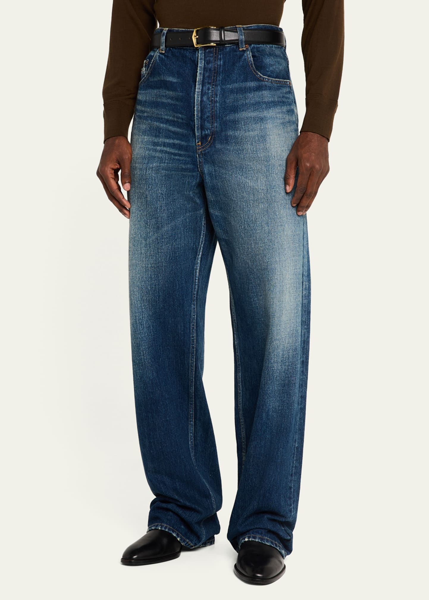 Men's Wide-Leg Faded Jeans - 4