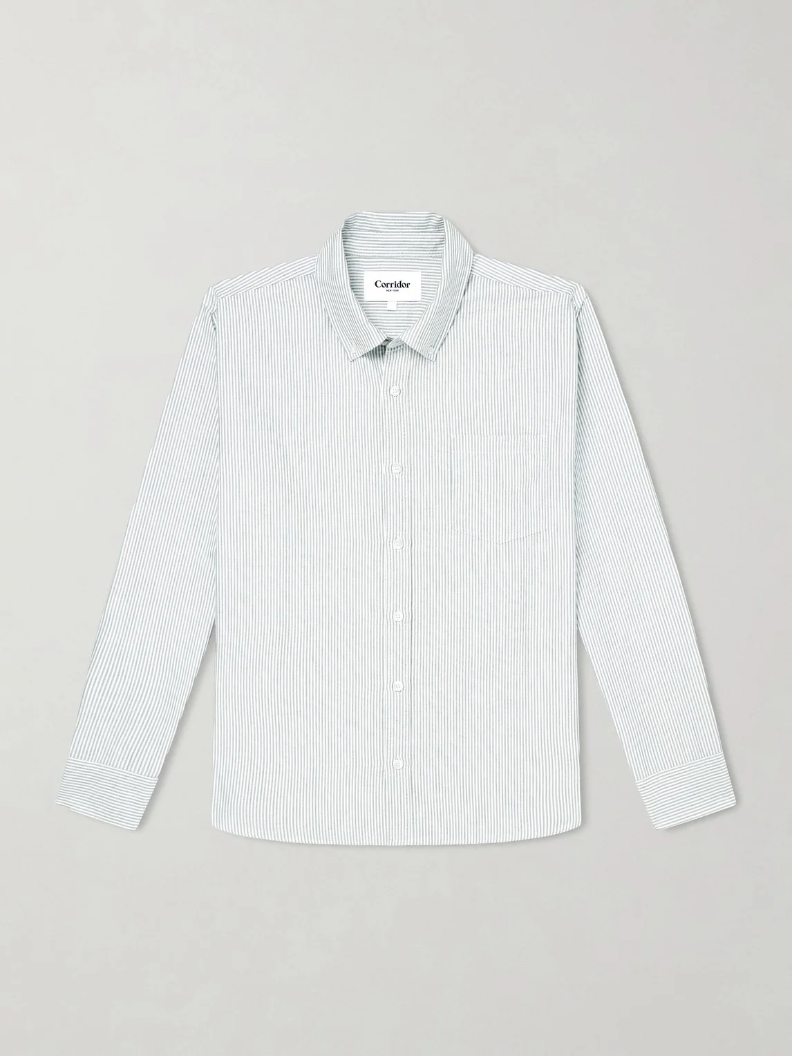 Button-Down Collar Striped Cotton Oxford Shirt - 1