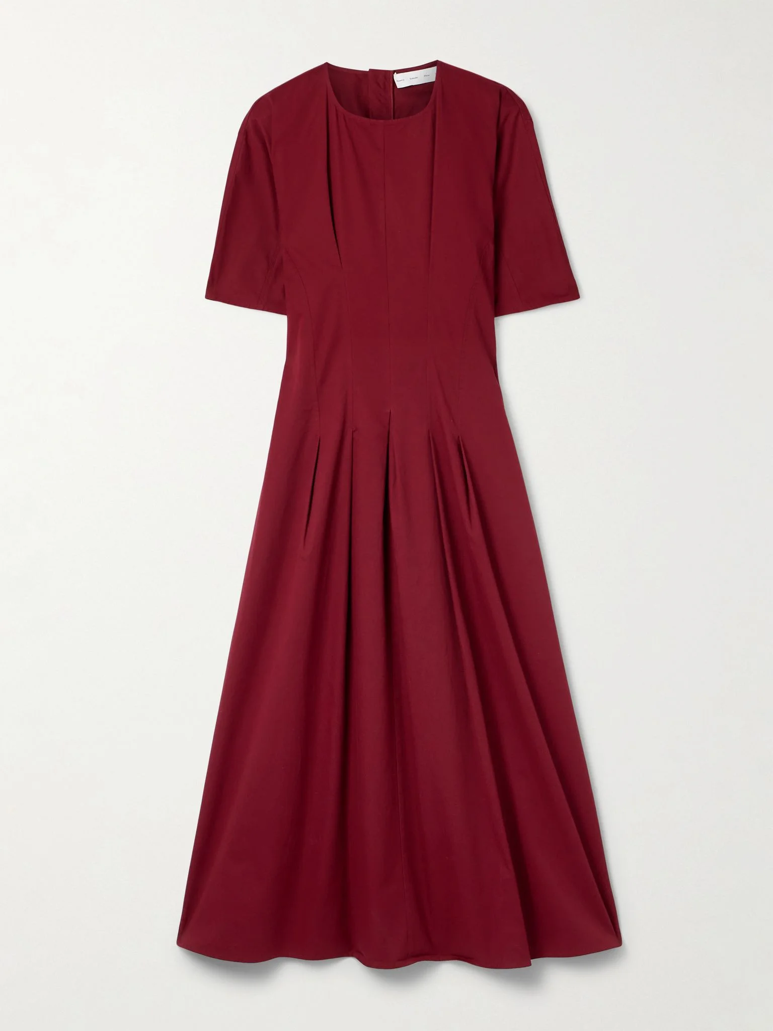 Ainsley pleated brushed cotton-blend twill midi dress Claret - 1