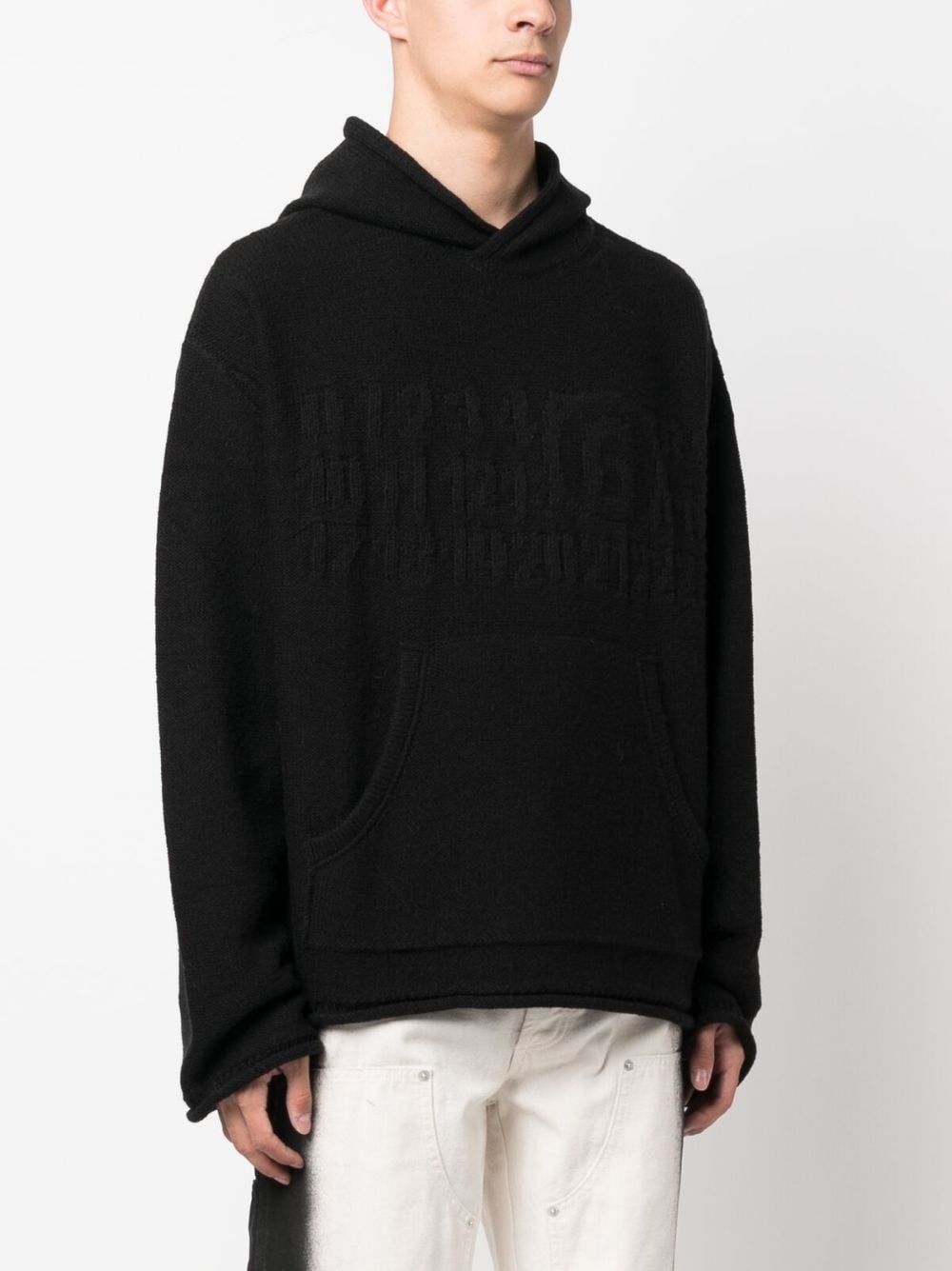 number-motif knitted hoodie - 3