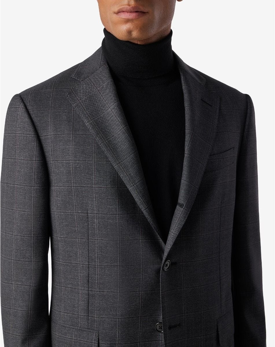 Grey overcheck S130's wool suit - 4