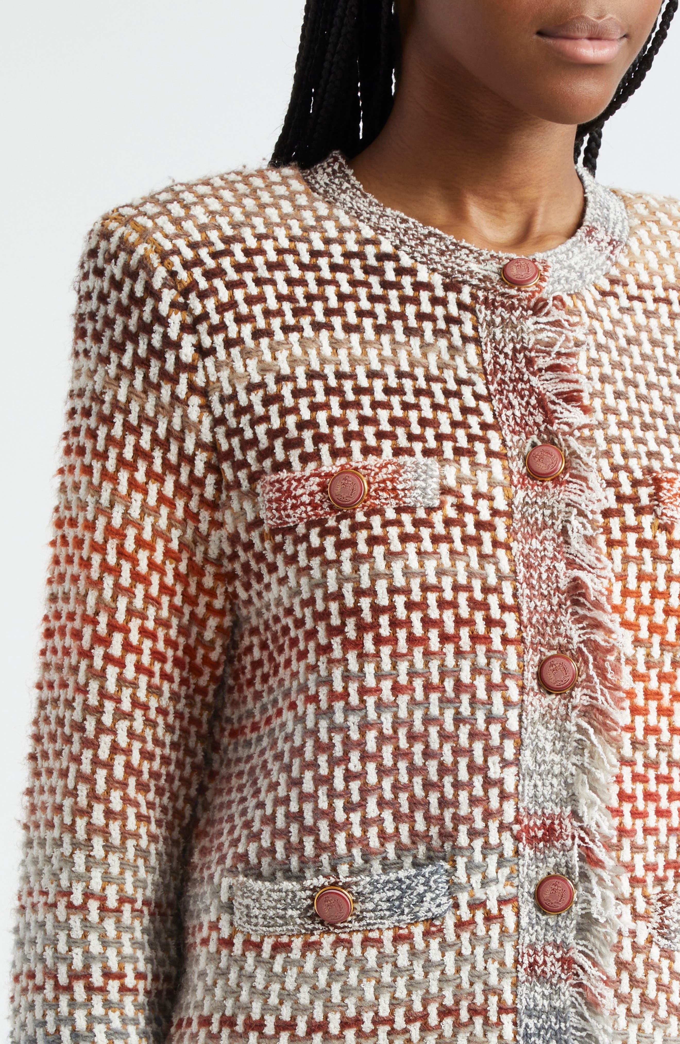 Veronica Beard Sariyah Ombré Knit Jacket in Red Multi at Nordstrom - 4