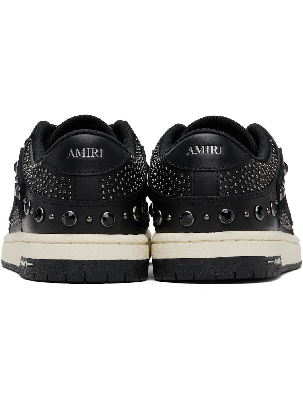 Black Crystal Studded Skel Top Low Sneakers - 2