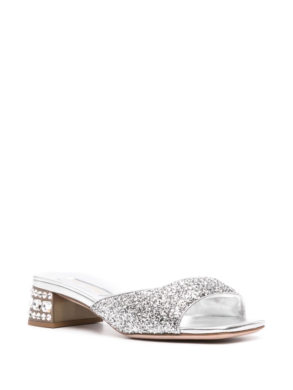 crystal-embellished glitter mules - 2