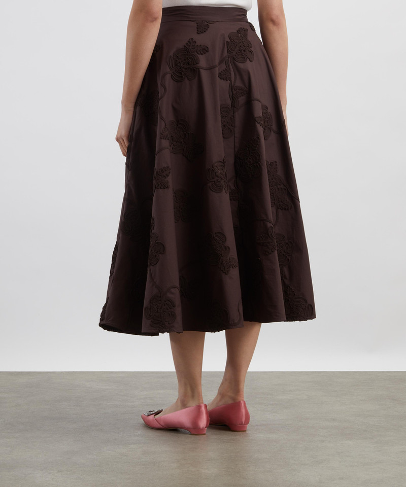 Dark Brown Flower Maxi Skirt 4