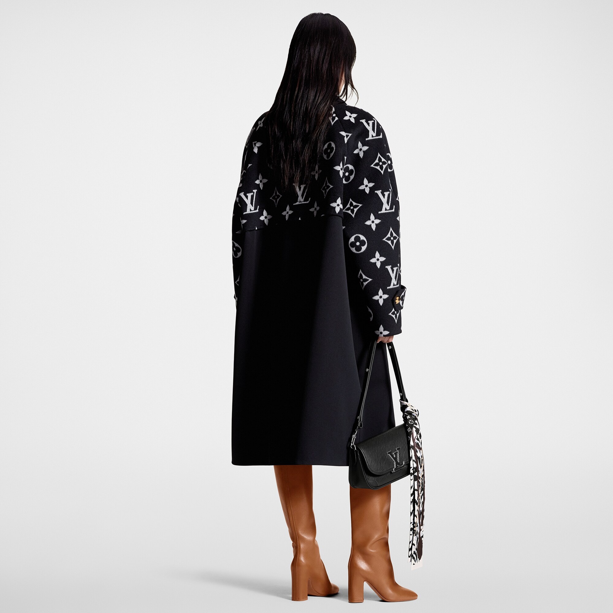 Oversized Monogram Accent Coat - 3