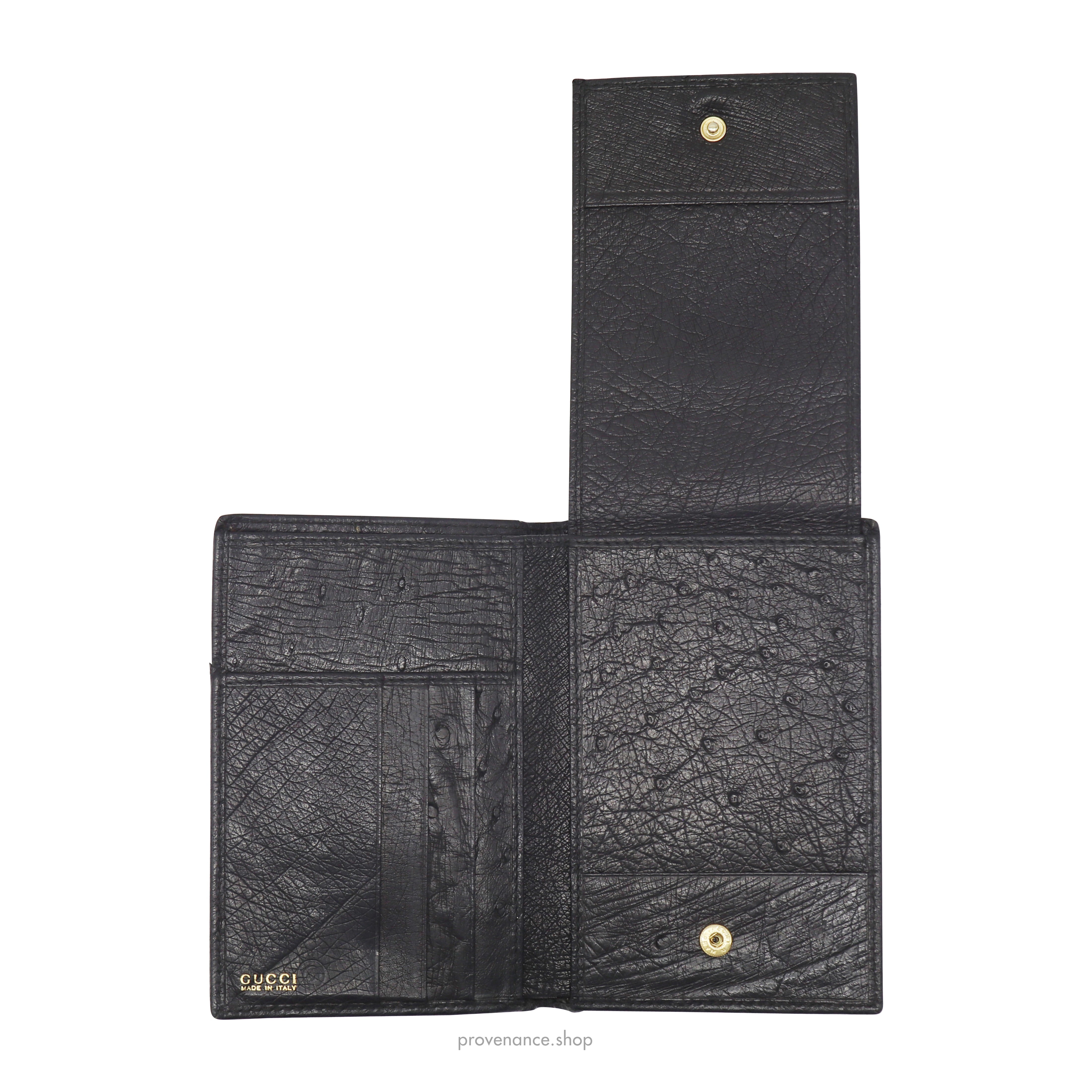 Gucci Tall Wallet - Black Ostrich Leather - 7