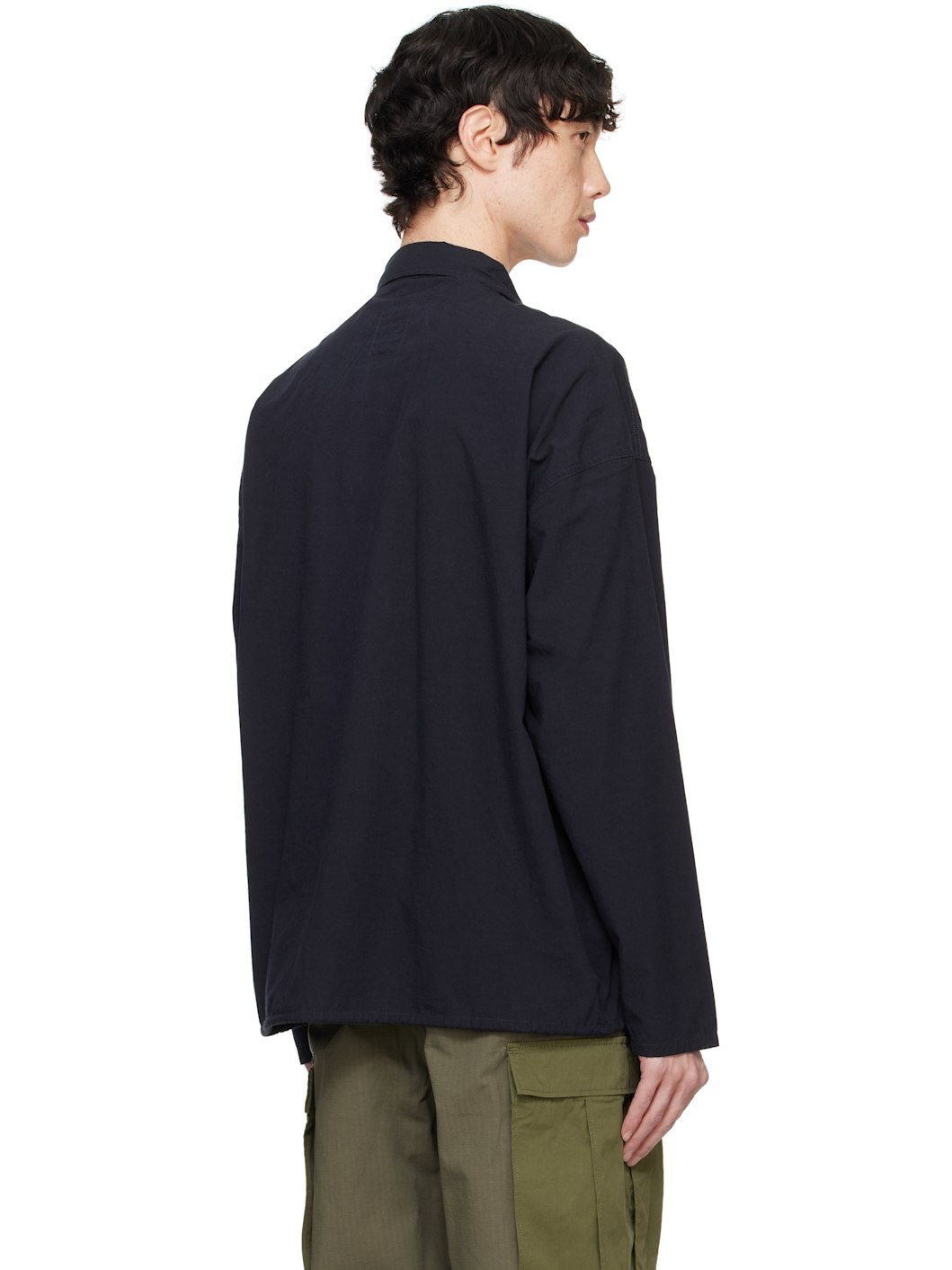Navy Cotton Wool Deck Shirt - 3