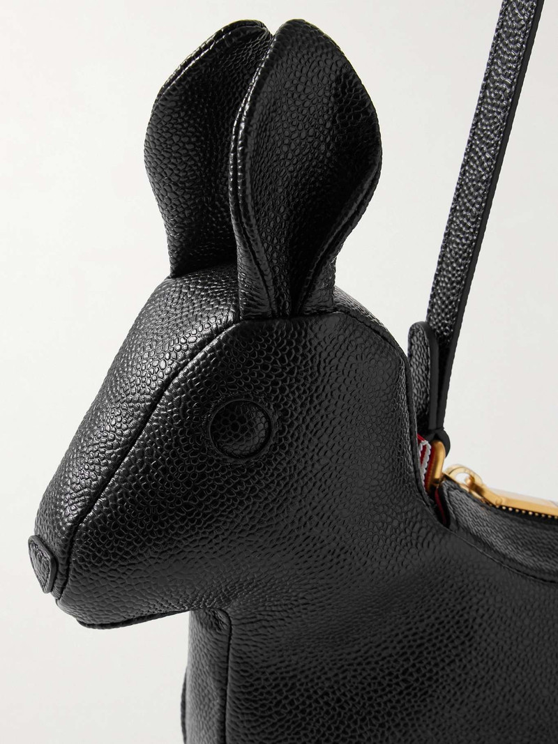 Rabbit faux fur-trimmed textured-leather shoulder bag 4
