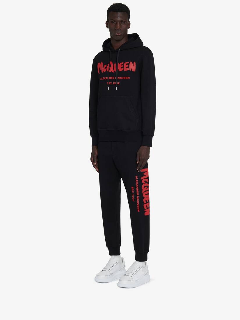 Men's McQueen Graffiti Hooded Sweatshirt in Black - 4