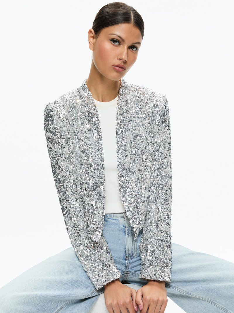 NEW HARVEY SEQUIN OPEN FRONT JACKET 6