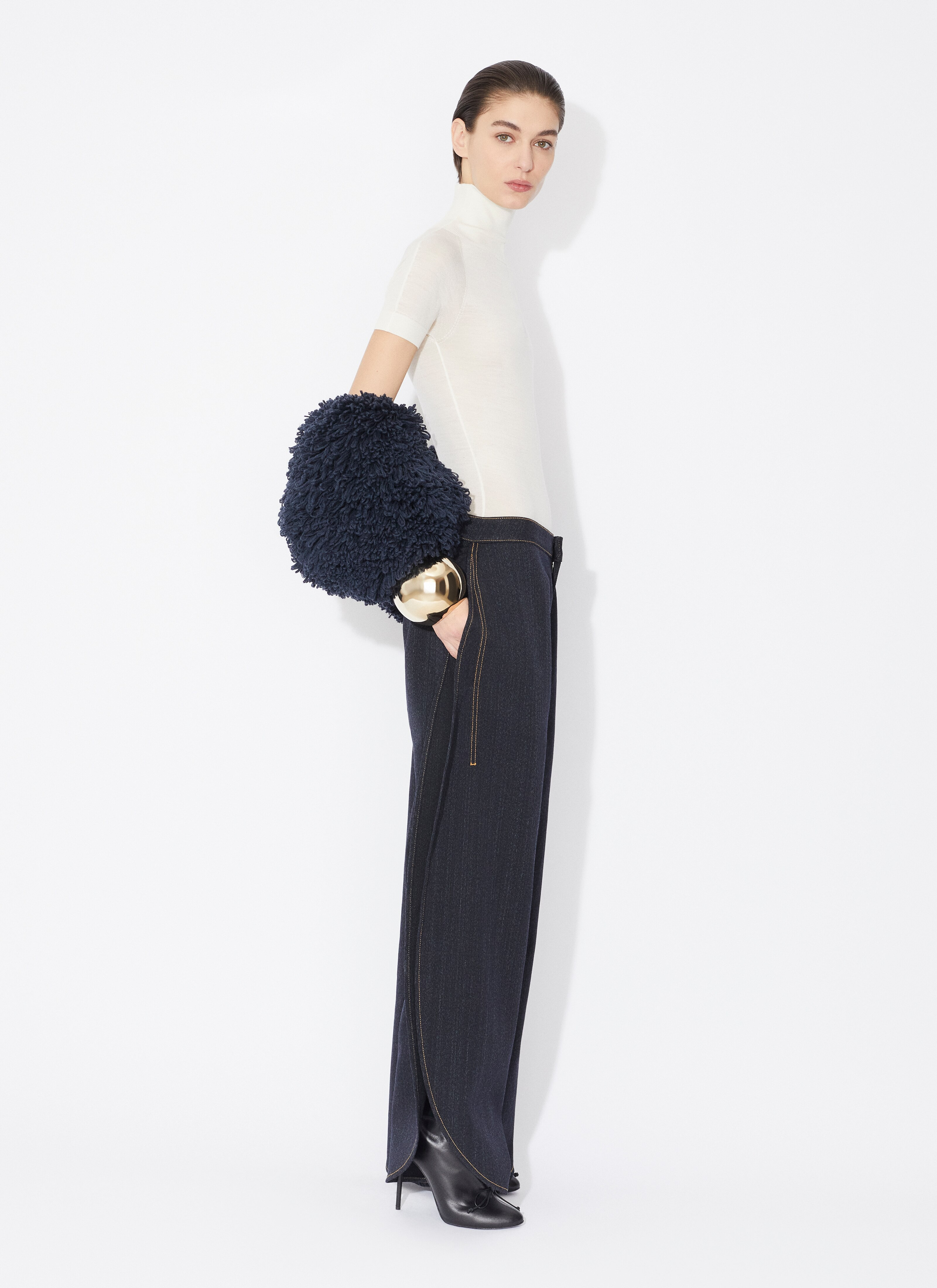 ROUND JEANS IN WOOL DENIM - 5