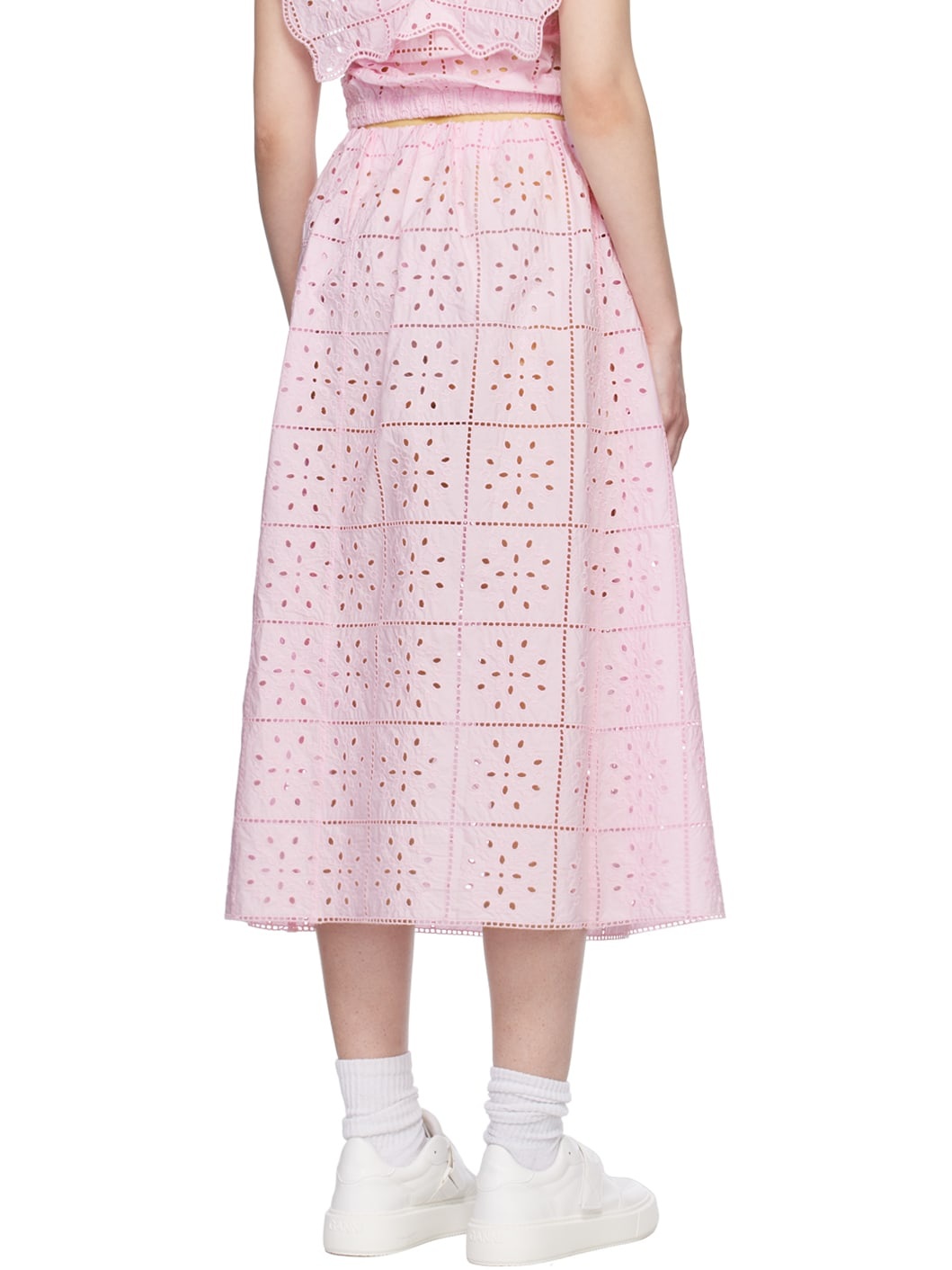 Pink Elasticized Midi Skirt - 3