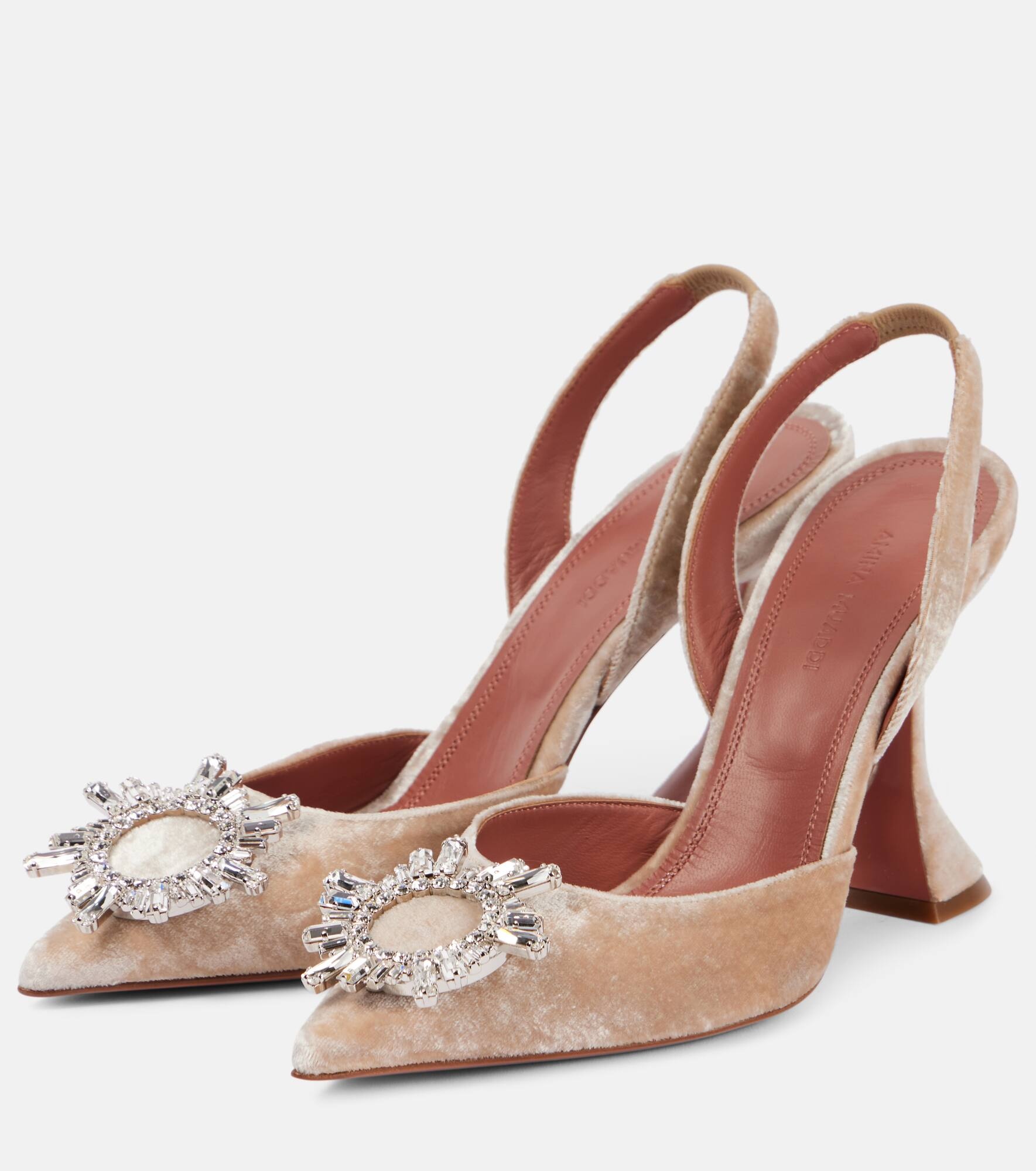 Begum 95 embellished velvet slingback pumps - 4