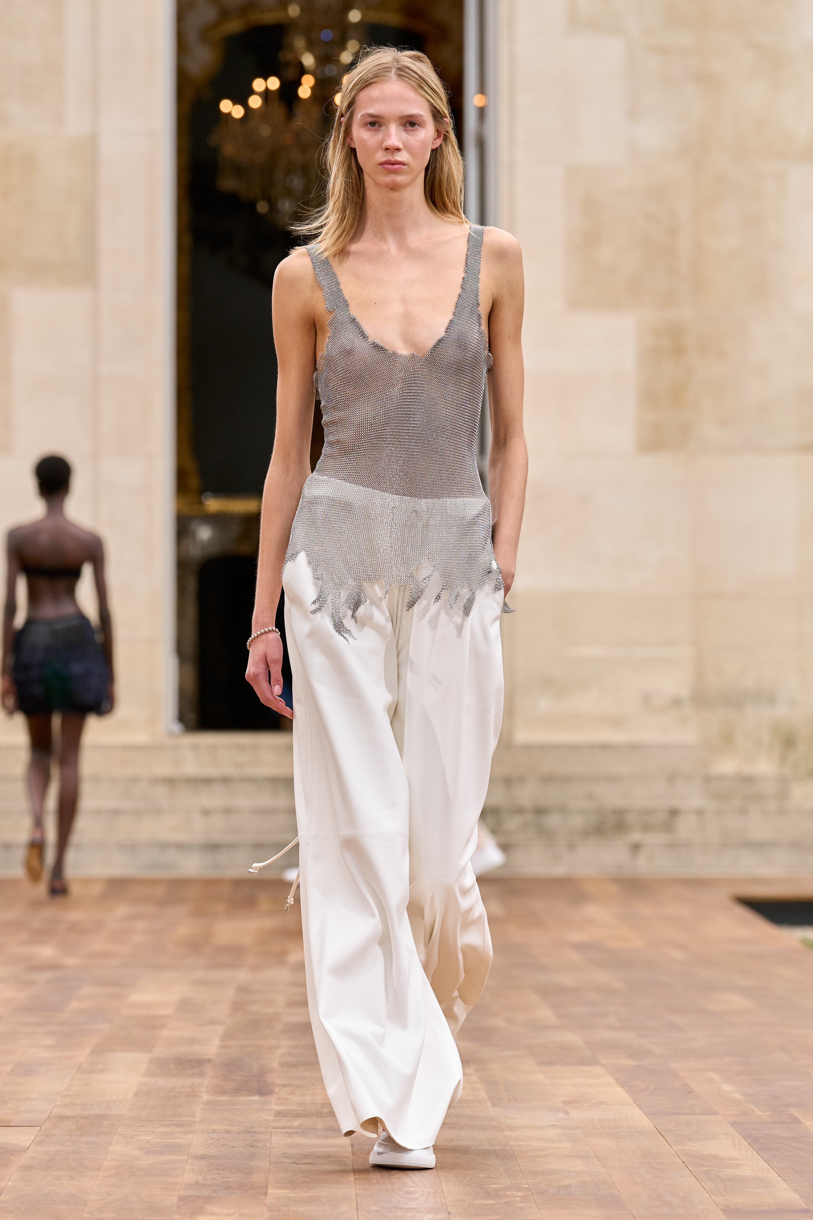 Gelos Wide-Leg Pant in Ivory Soft Leather - 2