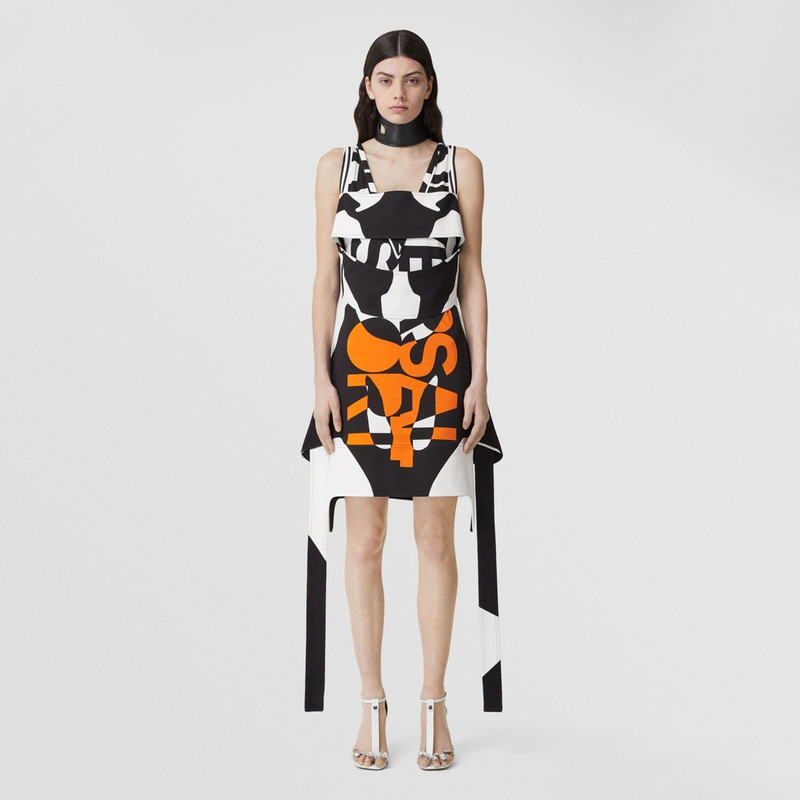 Burberry Sleeveless Slogan Print Cotton Dress outlook