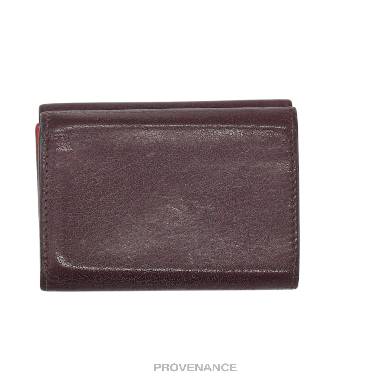 Givenchy Two Tone Trifold Wallet - Burgundy Red Leather - 2