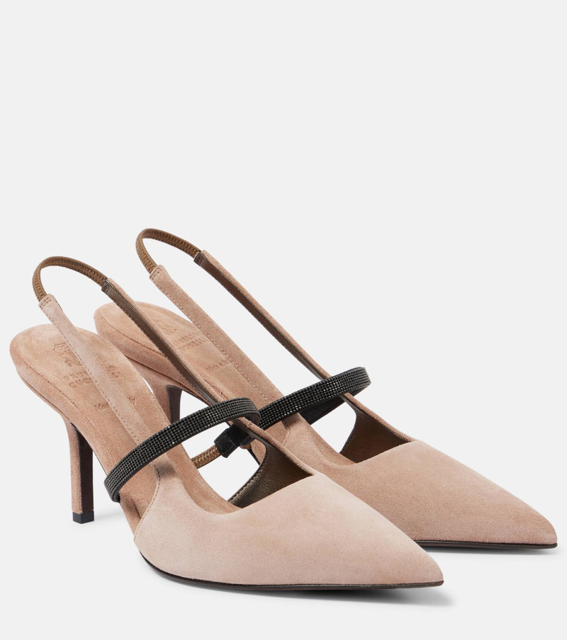80mm Monili-chain suede pumps - 1