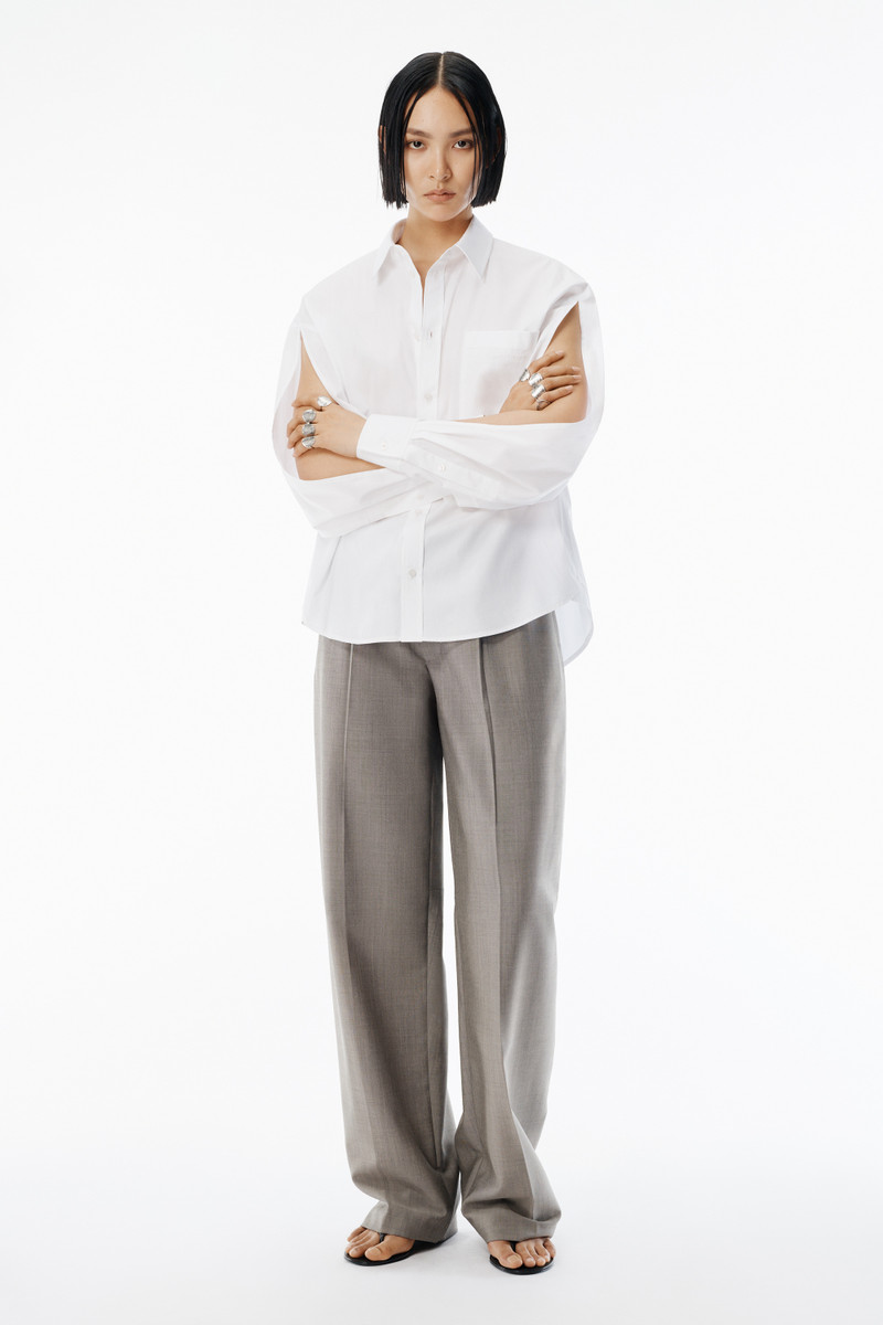 Alexander Wang White Cotton Slashed Sleeve Shirt outlook