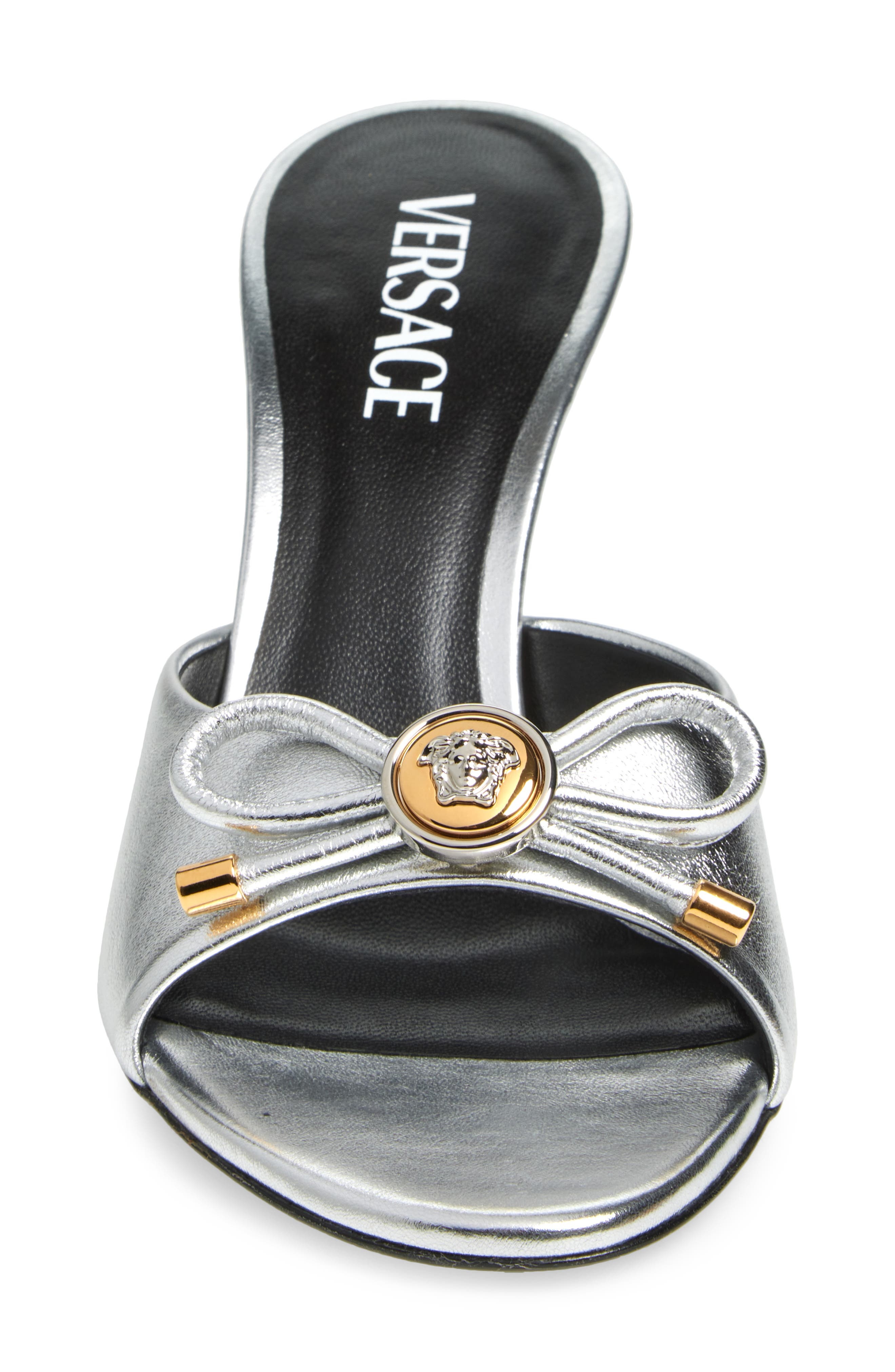 Versace Opera Bow Slide Sandal in Silver-Versace Gold at Nordstrom - 4