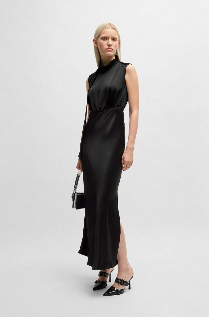 HUGO TIE-NECK MAXI DRESS IN SATIN outlook