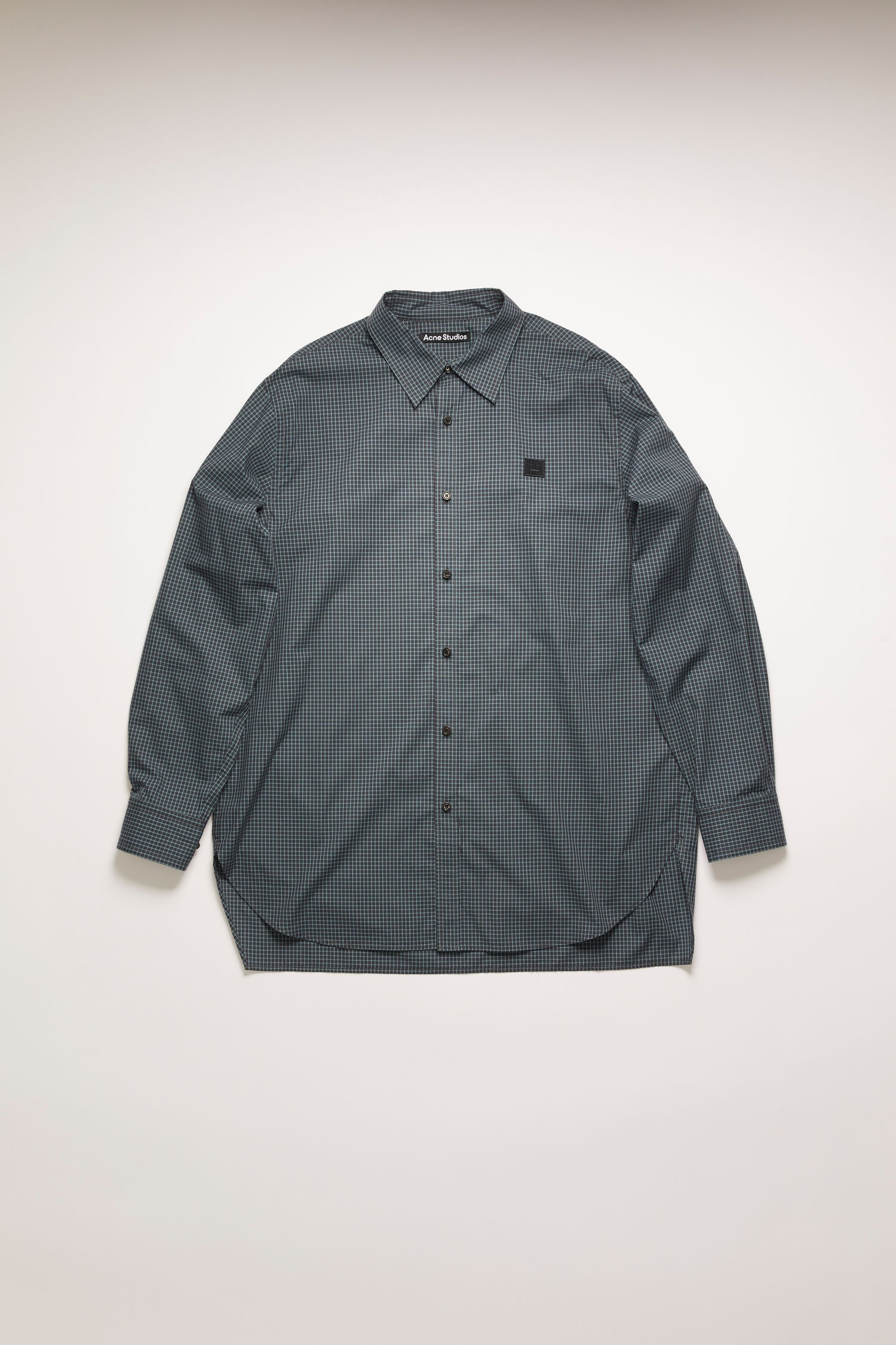 Face patch checked shirt navy blue - 1