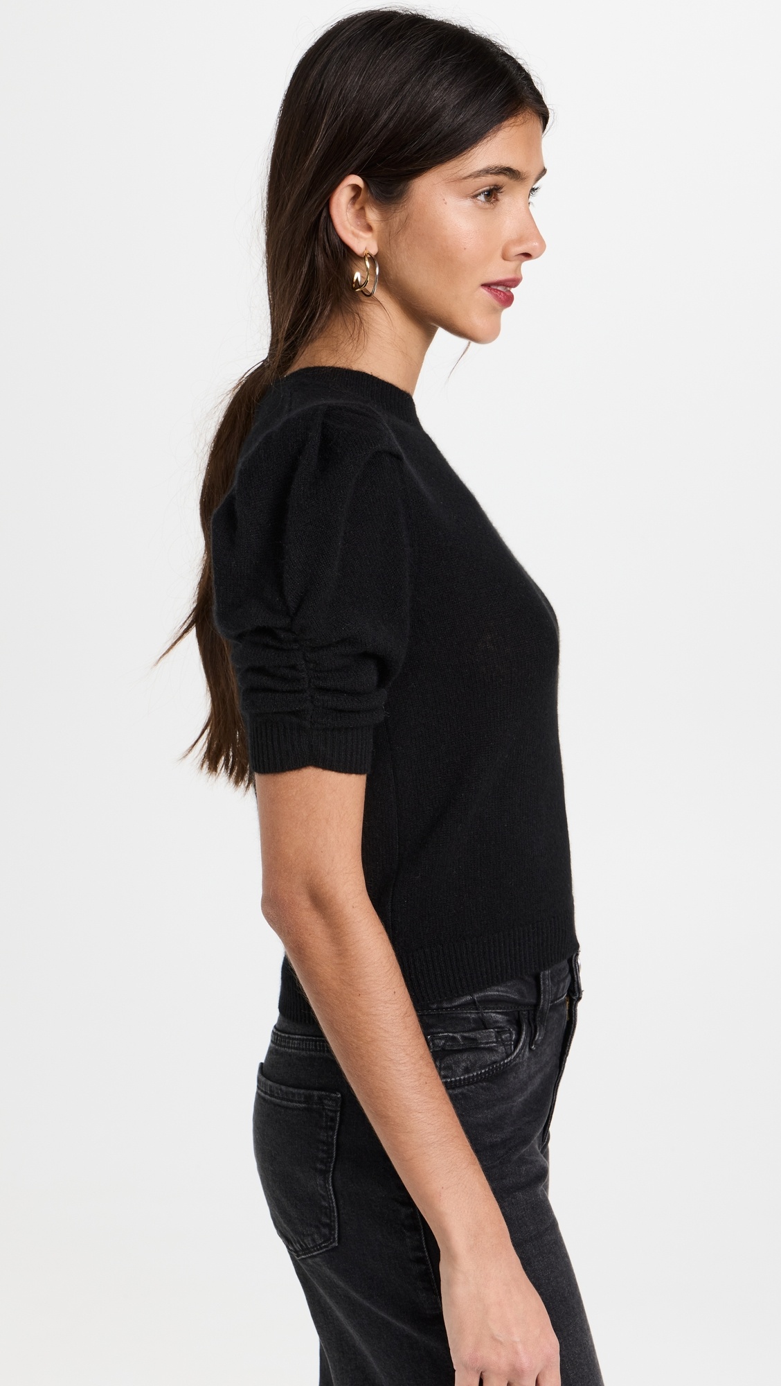 Ruched Sleeve Cashmere Sweater - 3