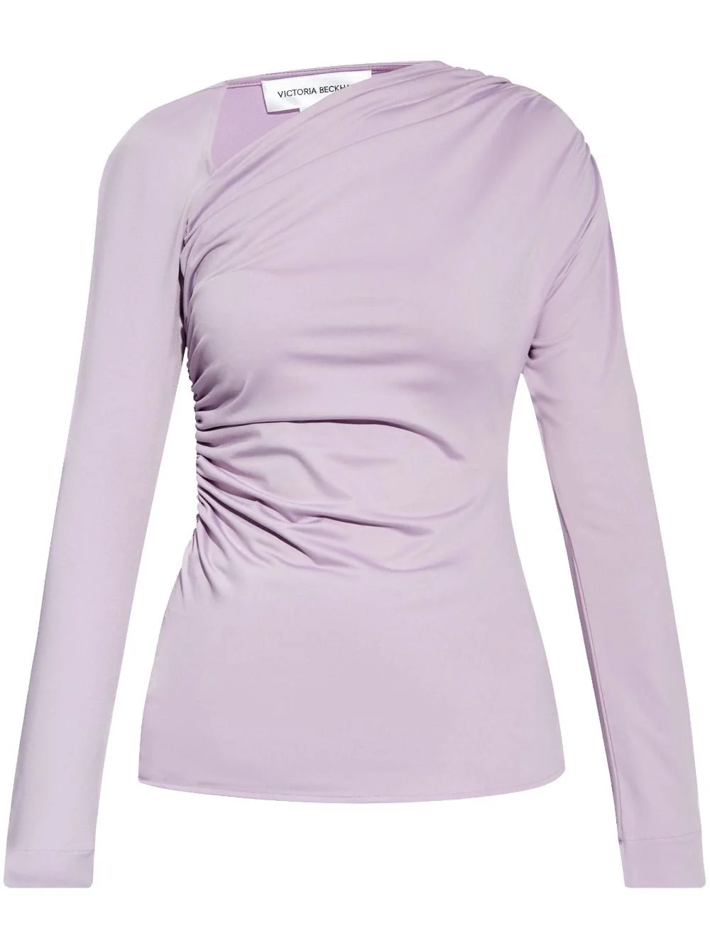 asymmetric-neck ruched top - 1