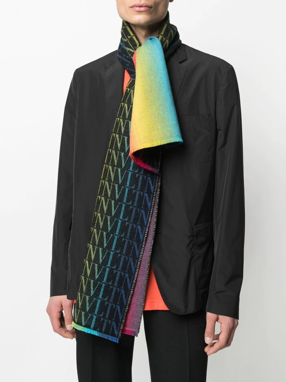 VLTN-print wool scarf - 2