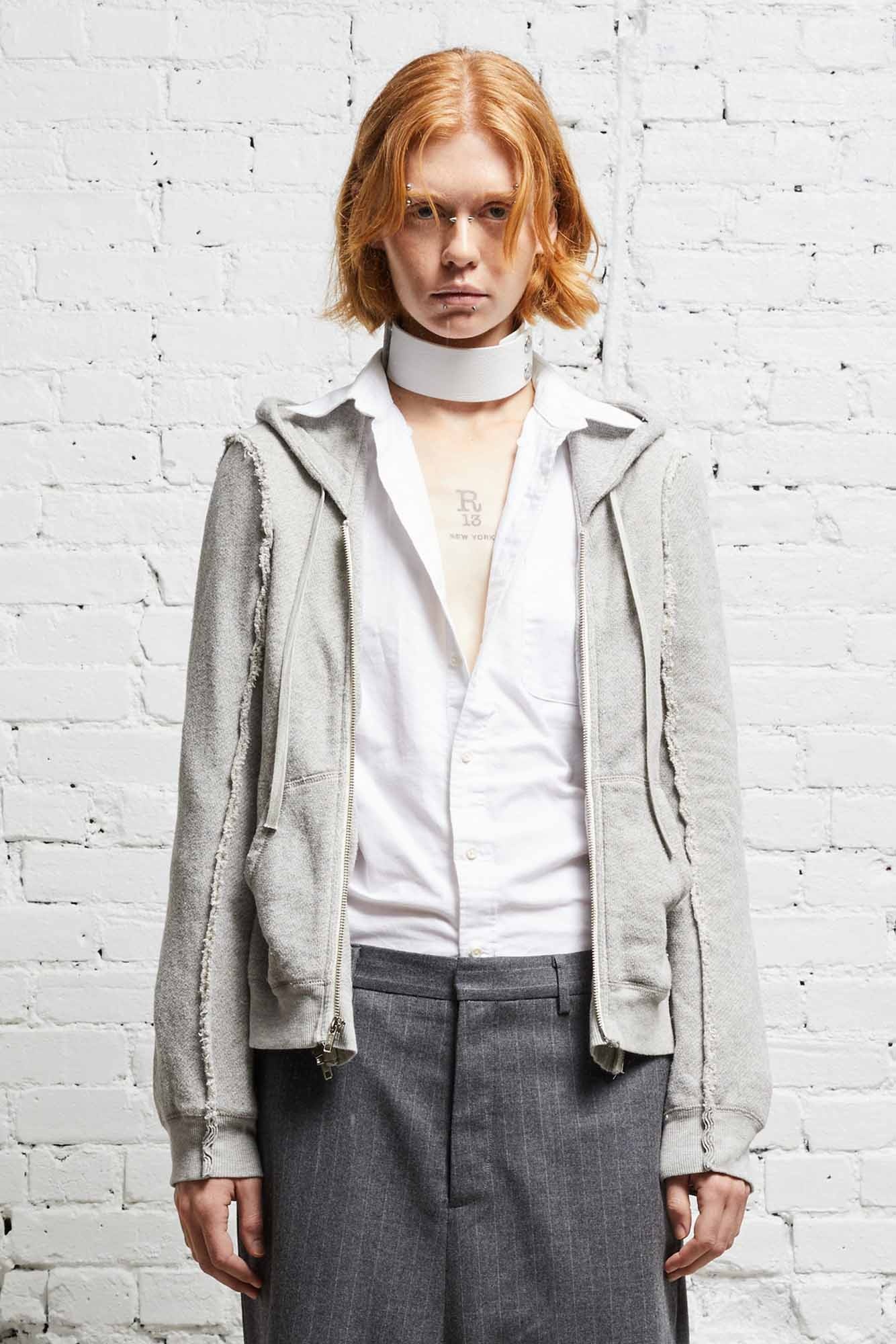 FLAT SLEEVE HOODIE - HEATHER GREY - 4