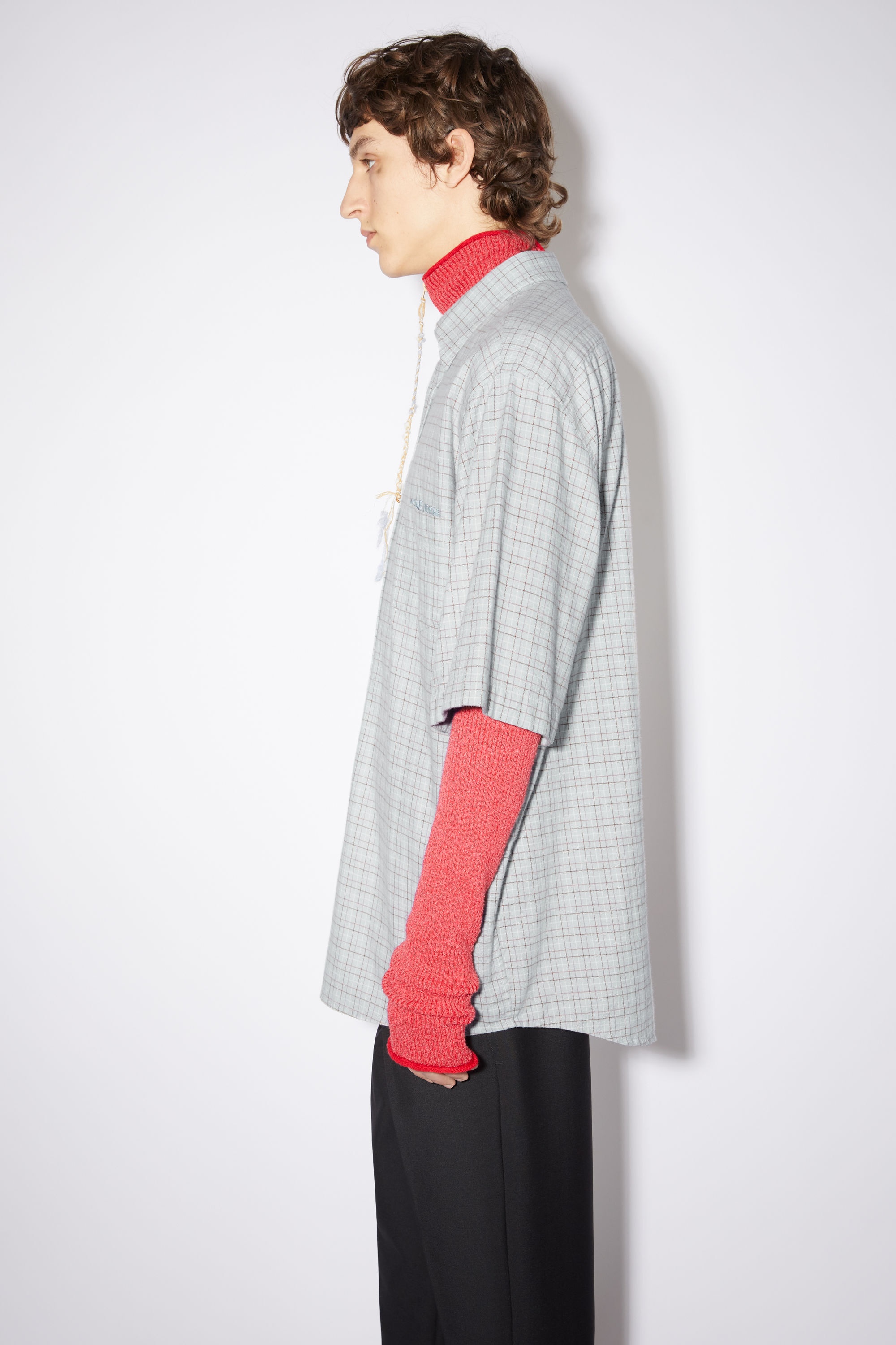 Cotton short sleeve shirt - Dusty blue - 4