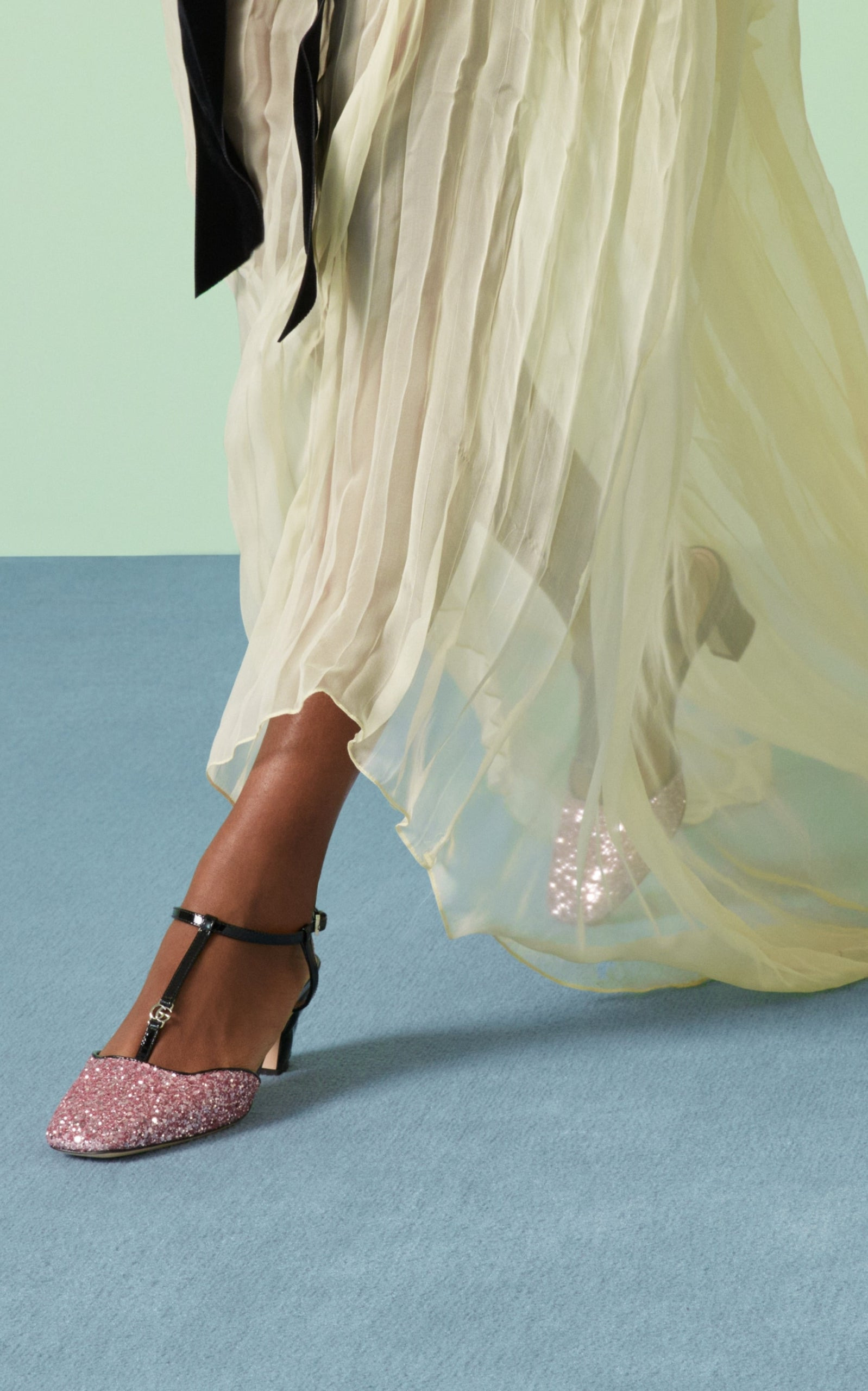Pink Glitter Slingback Double G Pumps 55mm - 2
