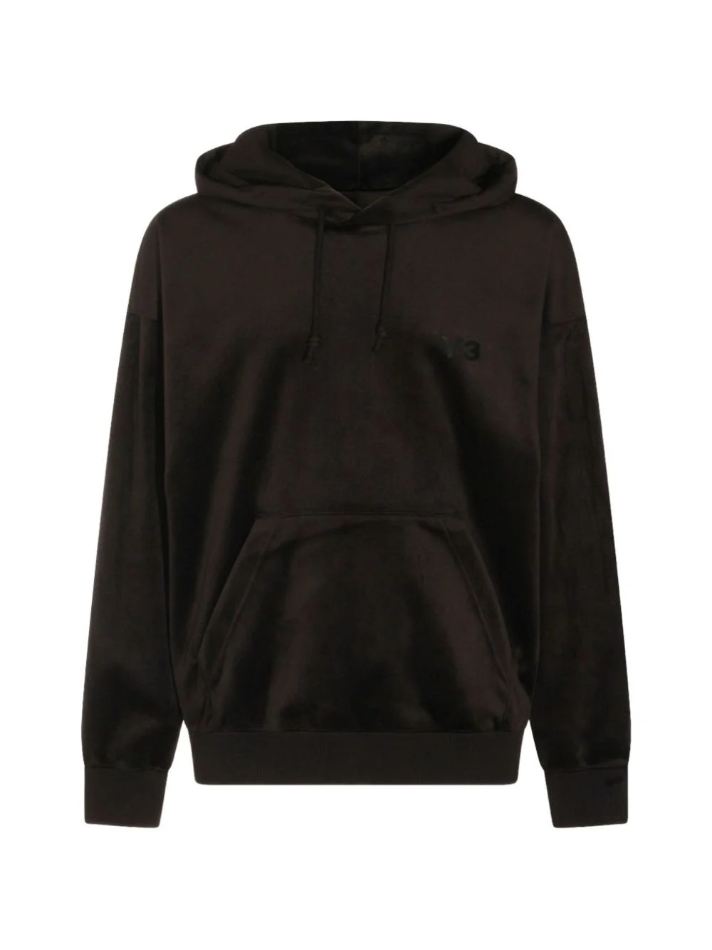 logo-print velvet hoodie - 1
