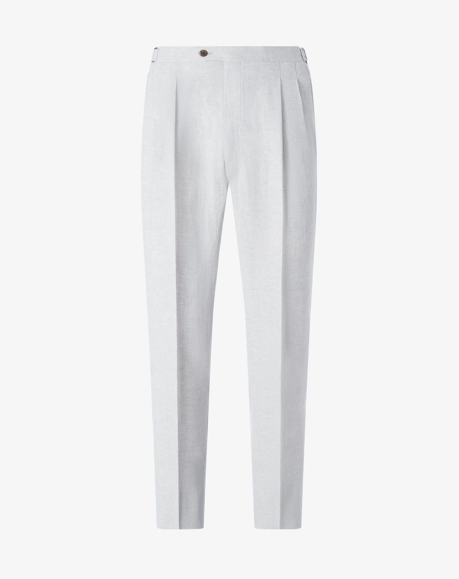 Grey 2-dart chambray linen trousers - 1