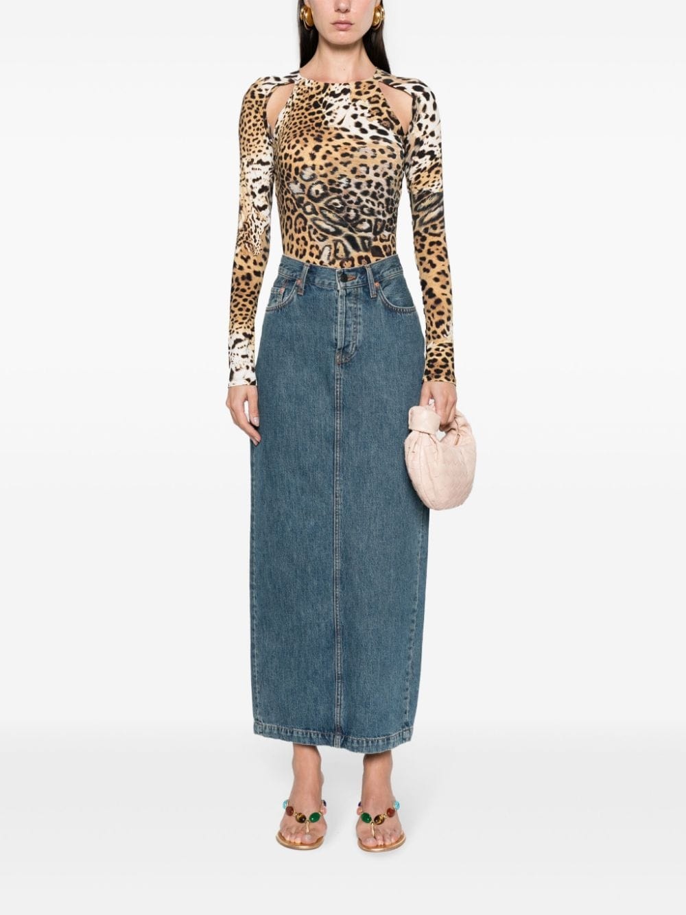 Jaguar Skin-print cut-out blouse - 2