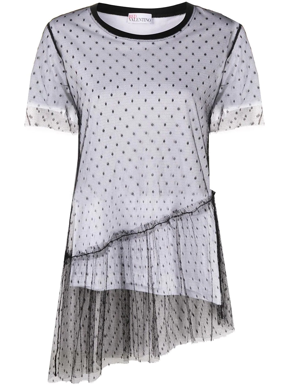 tulle overlay T-shirt - 1