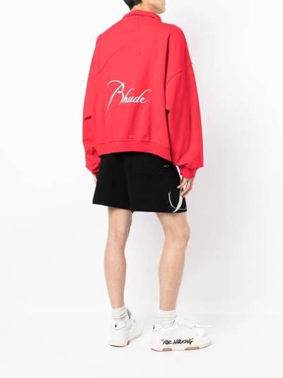 Rhude embroidered half-zip sweatshirt outlook