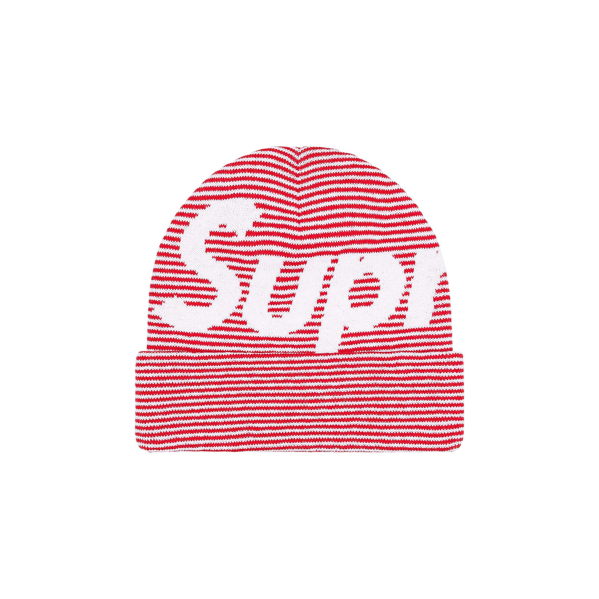 Supreme Big Logo Beanie 'Red Stripe' - 1