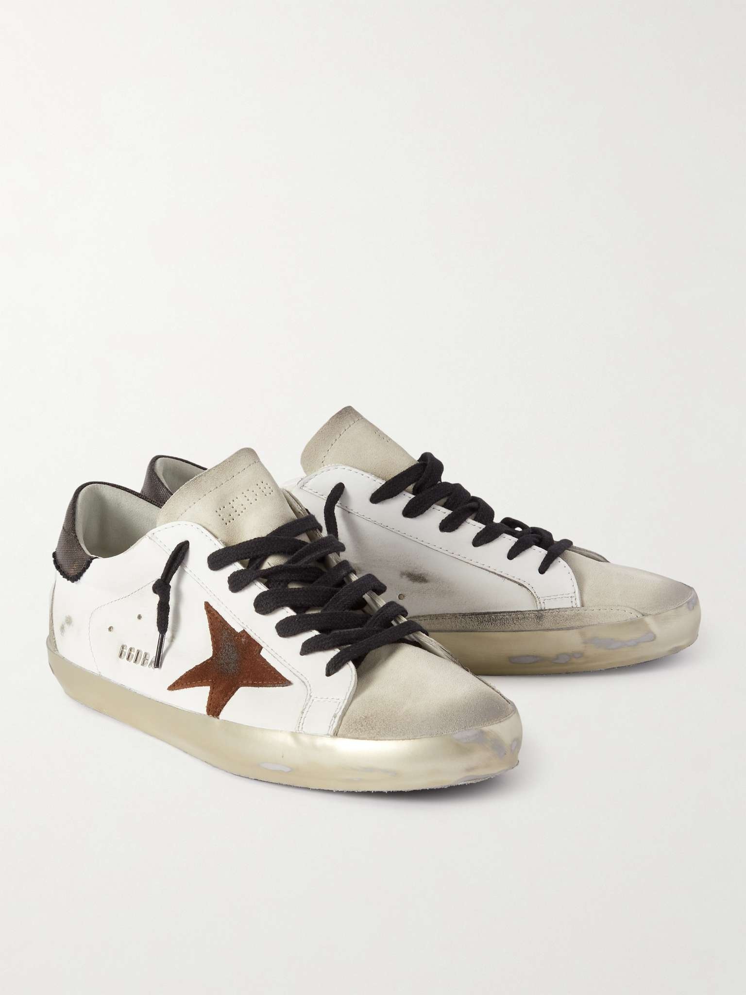 Superstar Distressed Leather and Suede Sneakers - 4