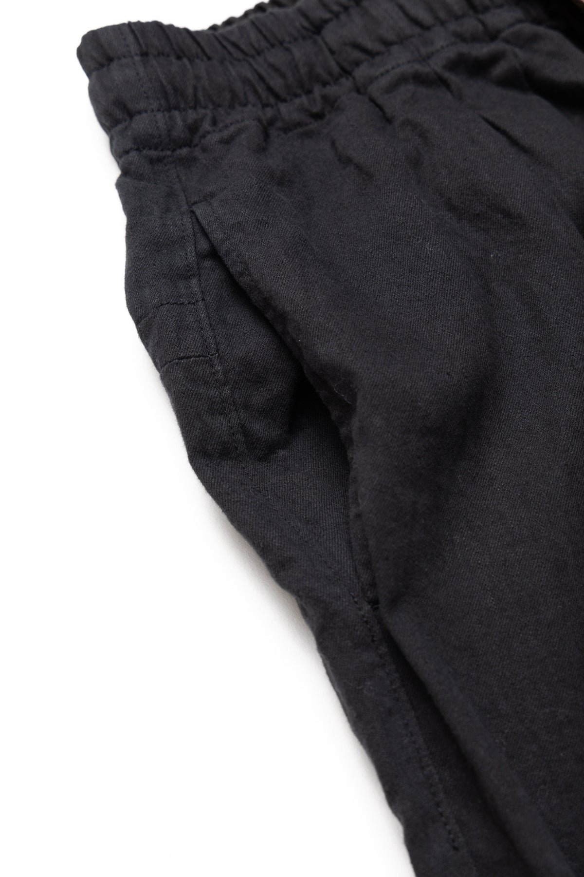 Cotton Linen Twill RUDE Baggy Pants - Black - 7