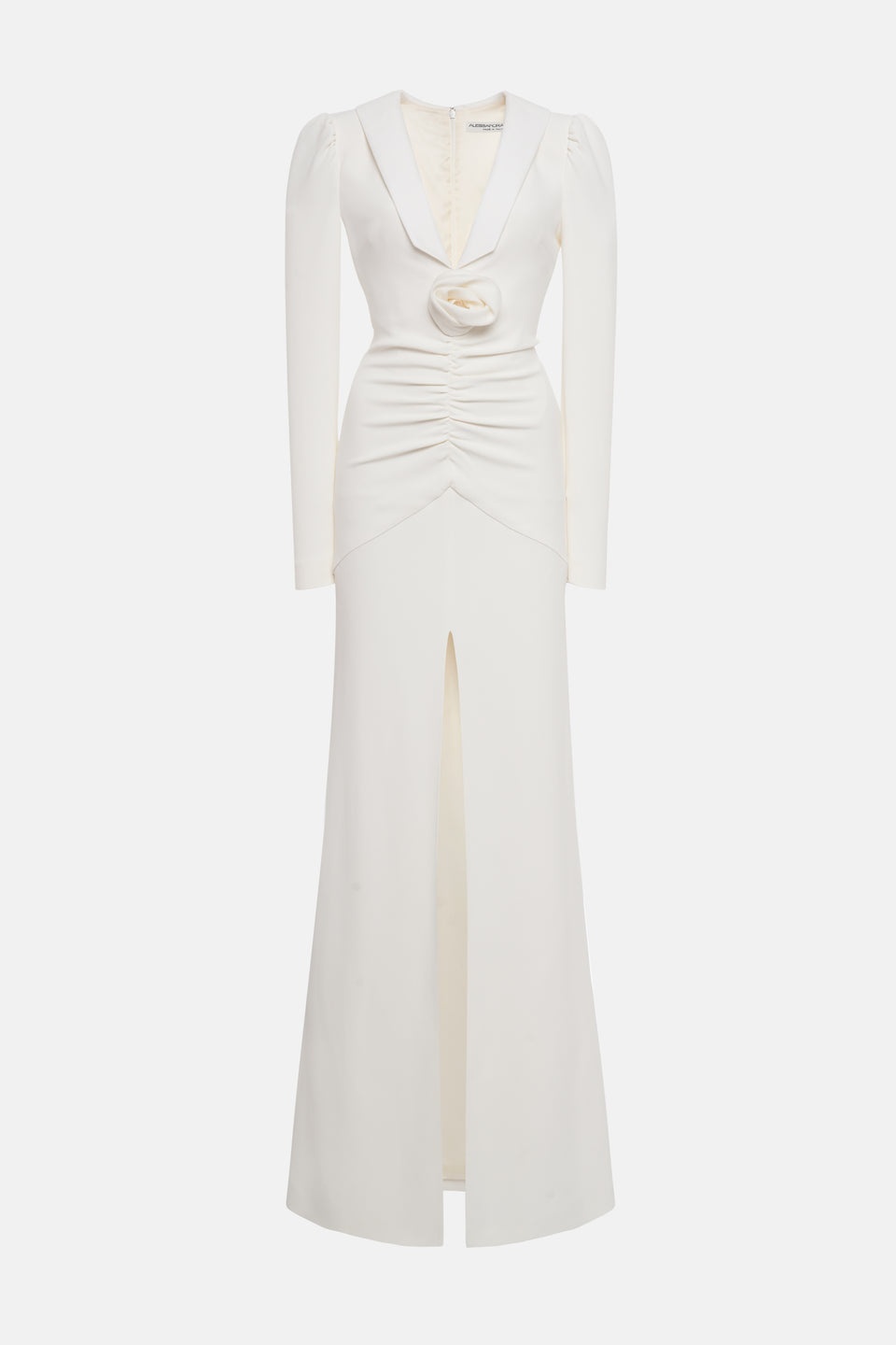 CADY EVENING DRESS WITH MIKADO COLLAR, ROSE DETAIL - 1