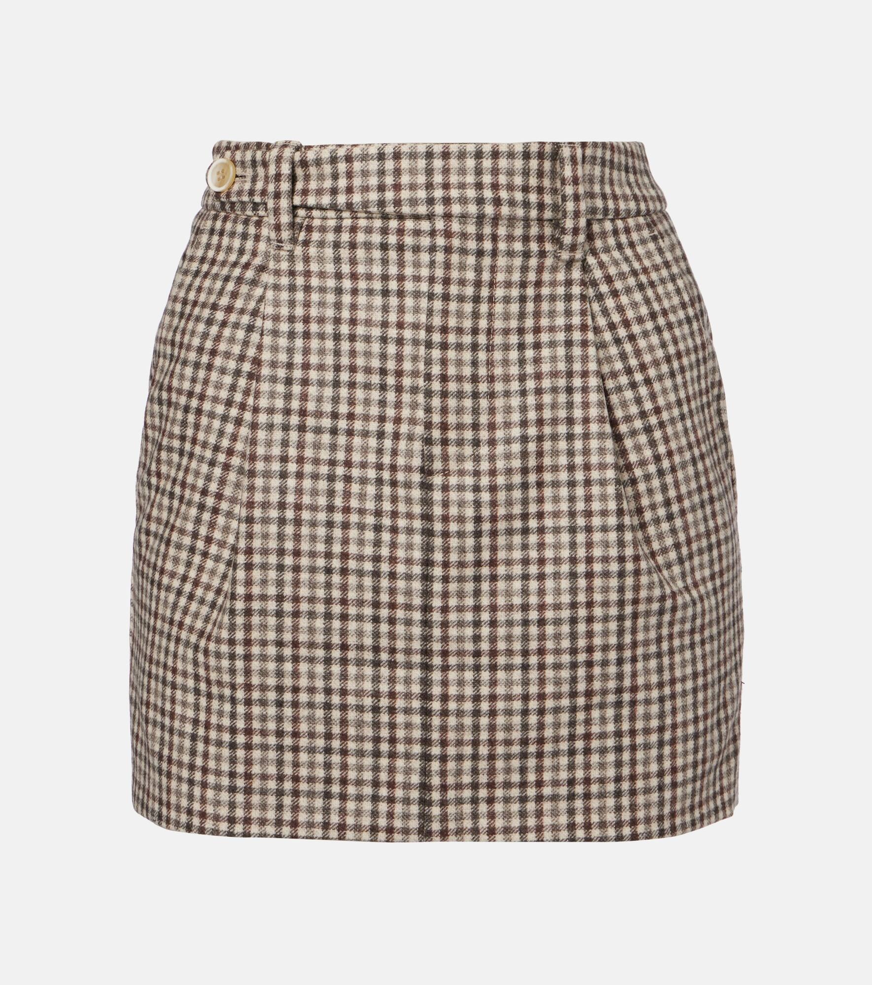 Checked virgin wool flannel miniskirt - 1