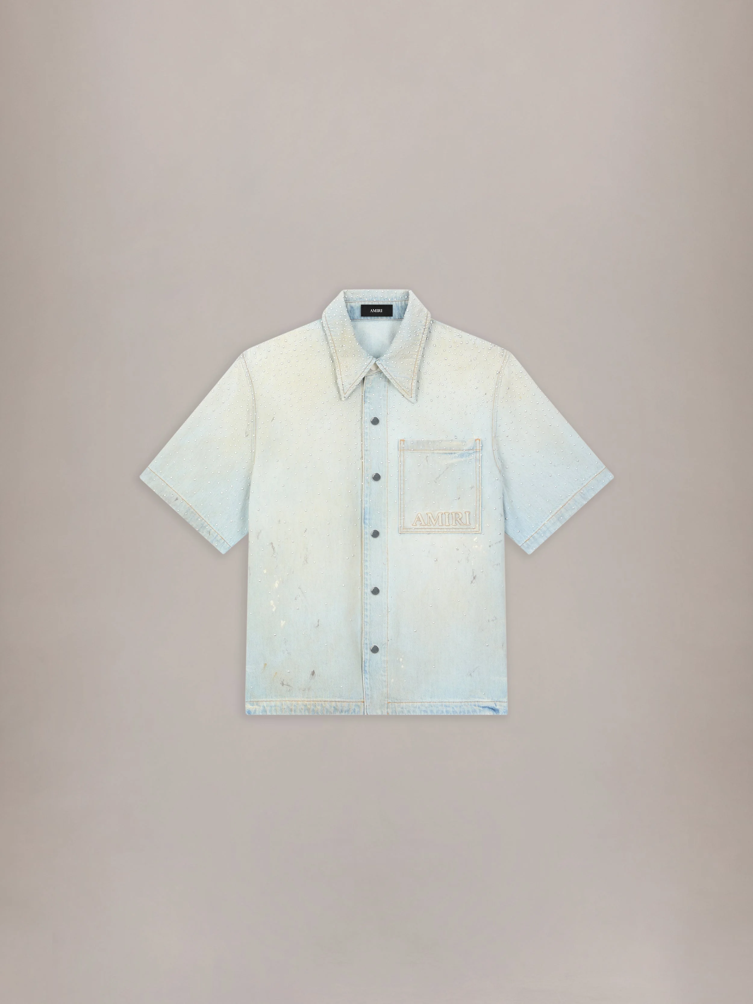 CRYSTALS OVERSIZED DENIM SHIRT - 1