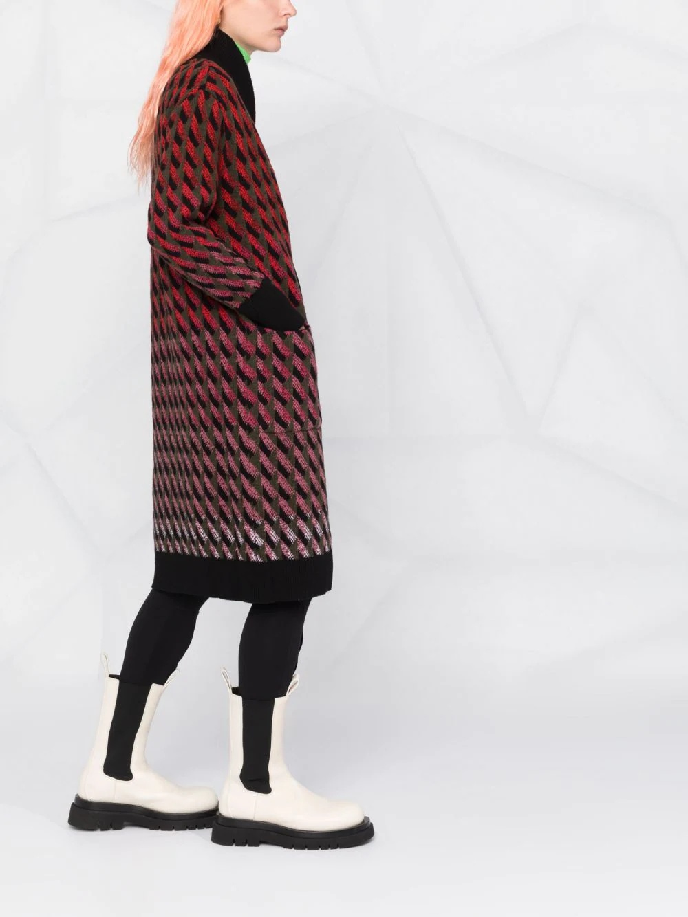 intarsia-knit cardi-coat - 4