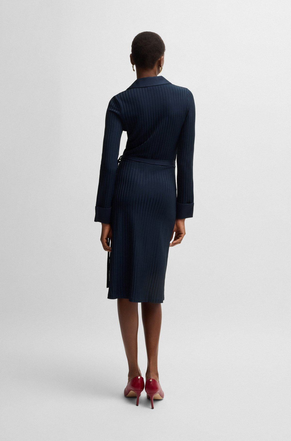 WRAP DRESS IN LUSTROUS RIBBED JERSEY - 5