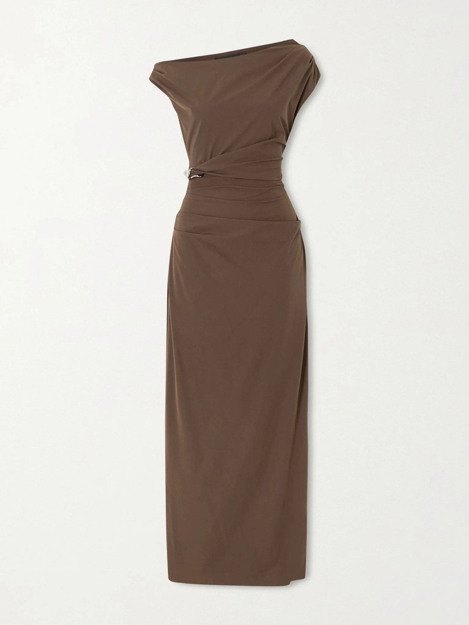 Sol gathered embellished shell midi dress Brown - 1