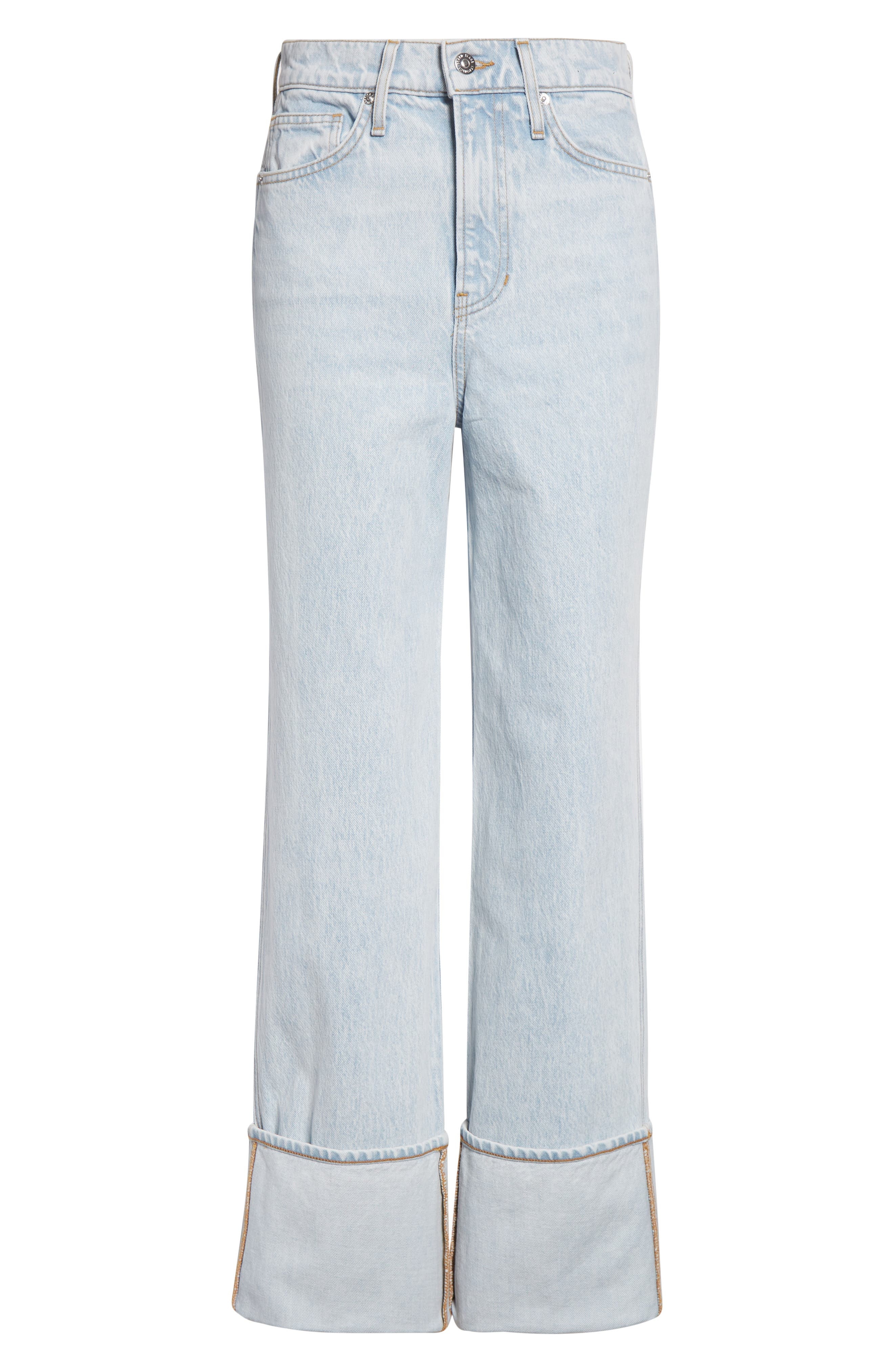 Veronica Beard Dylan Cuffed High Waist Relaxed Straight Leg Jeans in Pale Stone at Nordstrom - 5