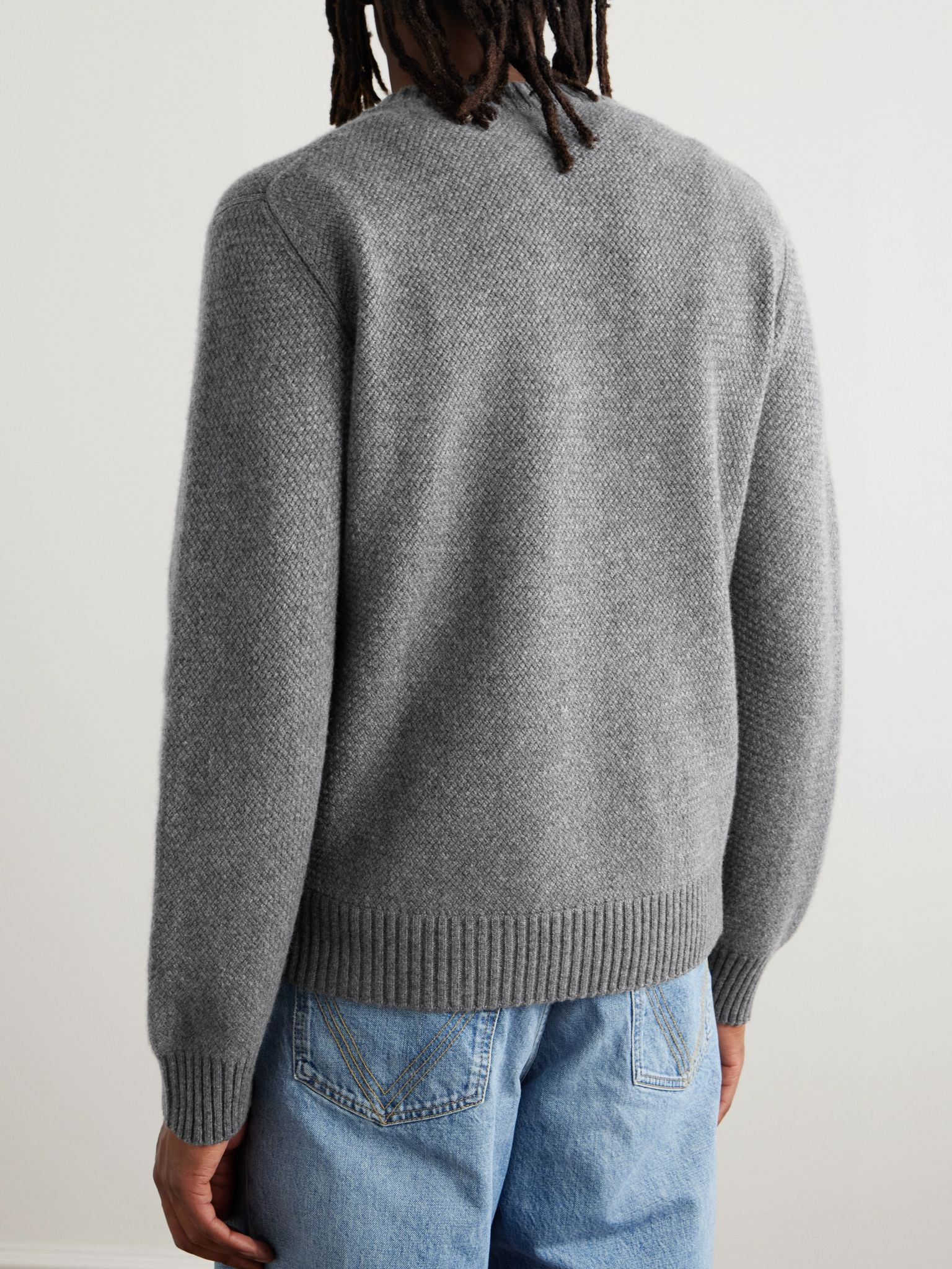 Intrecciato Cashmere-Blend Sweater Dark gray - 3