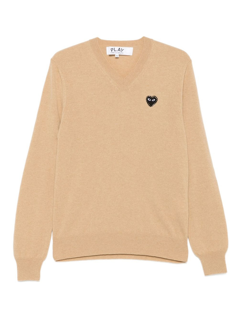 heart-embellished v-neck sweater 1